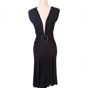 Sharagano Black Backless Dress with Ring Detail